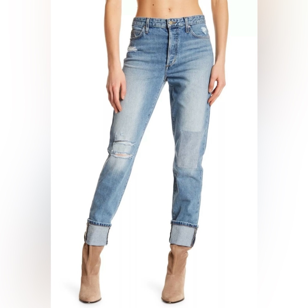 NEW JOE’S Jeans Taylor Hill Debbie Straight Cuff, Jaylee Destructed Patch Denim
